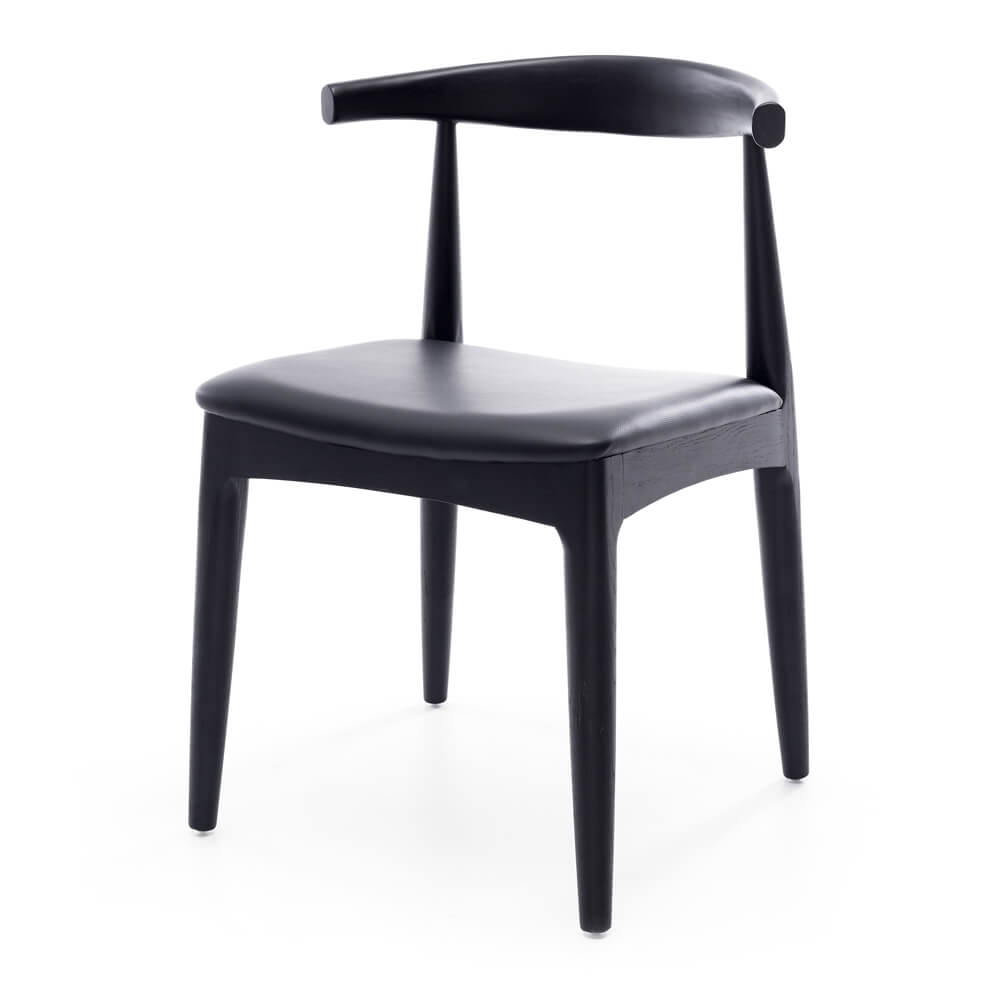 Elbow Dining Chair Black Oak With Black Seat Lounge Living