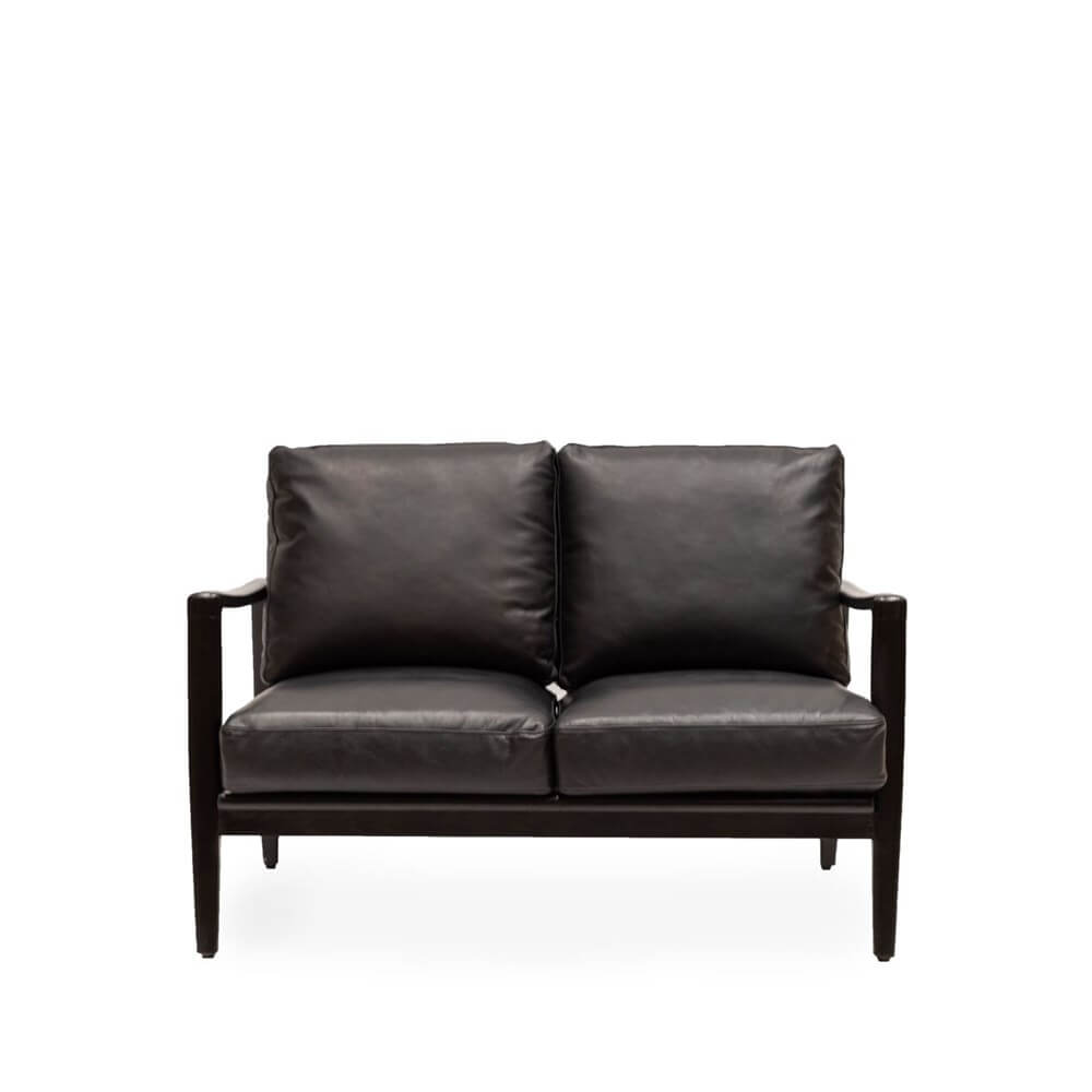 Reid 2 Seater Black Leather Frame Lounge Living Reid 2 Seater Black Leather Frame